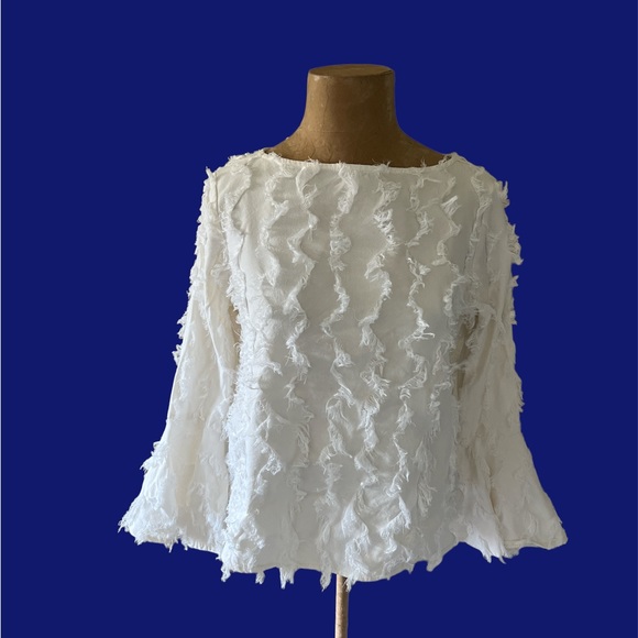 Fifteen Twenty Tops - Fifteen Twenty All over Fringe top with Bell Sleeve White Small
